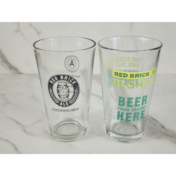 Red Brick Ale Blonde German Styler Lager Pint Beer Clear Glass 16oz Drinkware x2 - Picture 1 of 13